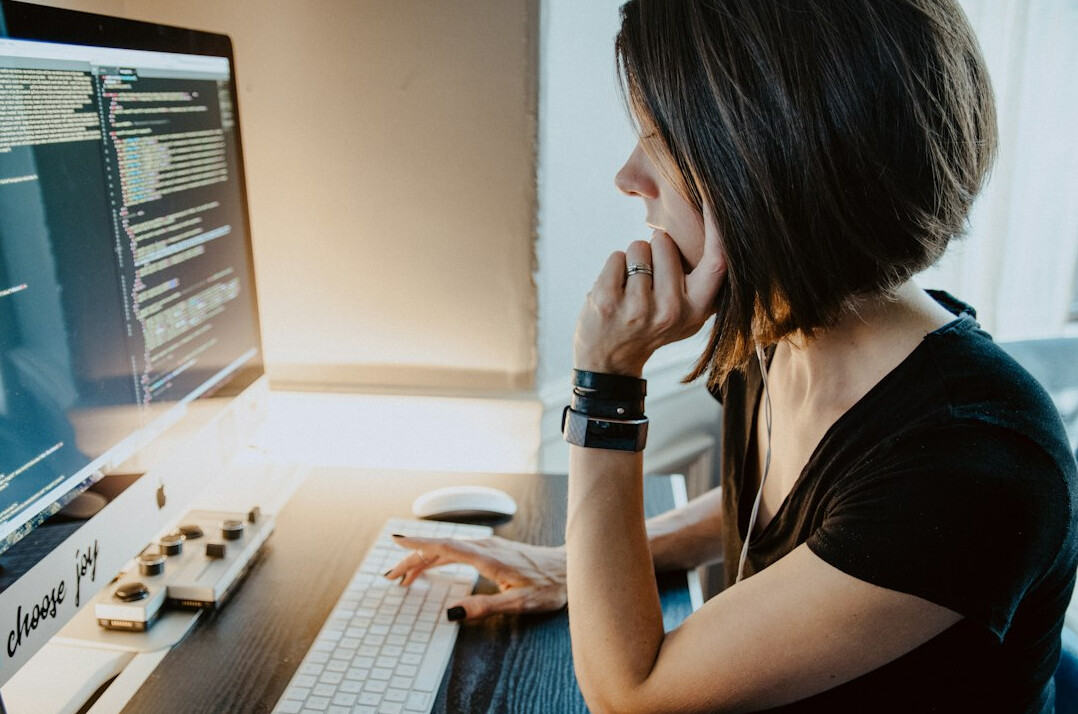 software developer at desk