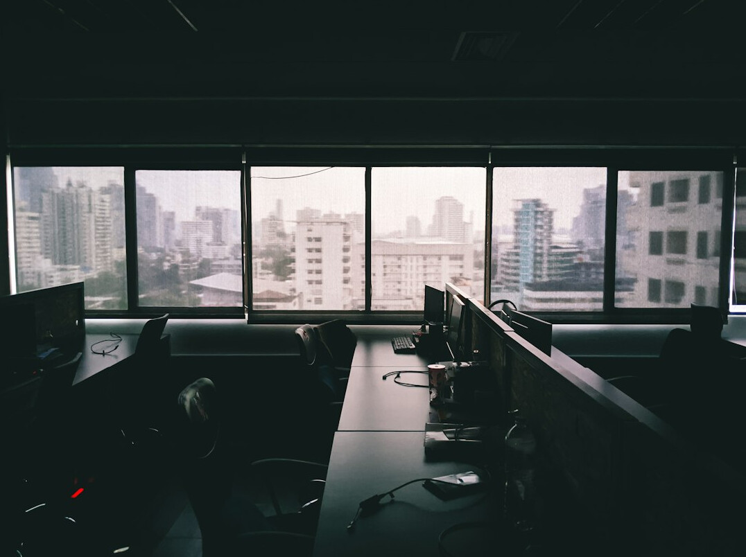 futuristic office with screens
